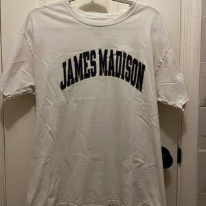 Champion White 'James Madison' Arch Graphic Tee with Navy Lettering